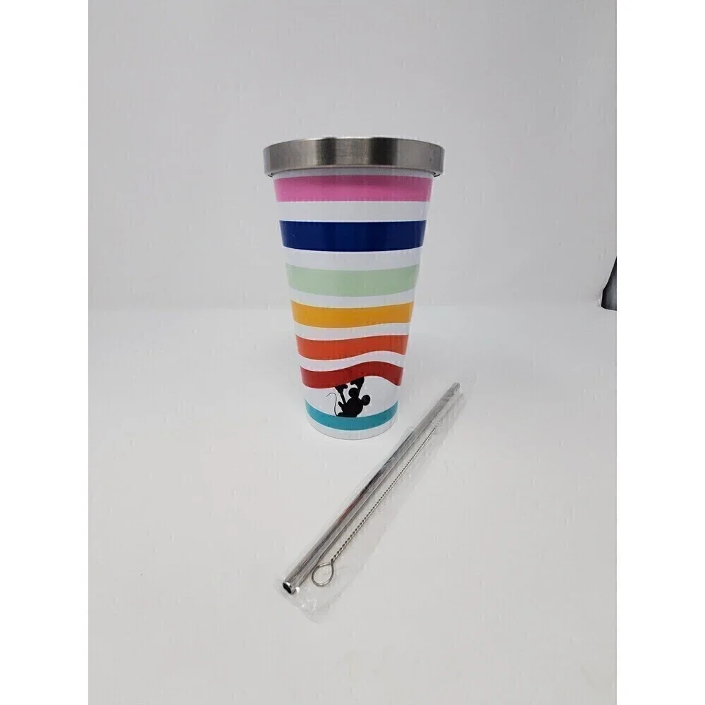 DISNEY X TARGET STAINLESS STEEL TUMBLER COFFEE WATER CUP RAINBOW MICKEY MOUSE